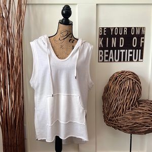 Forever 21 White Sleeveless Hoodie Tank